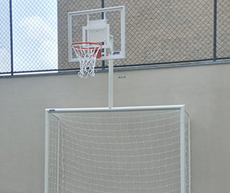 Mini-Basquete Conjugada com Trave para Futebol de Salão + acessórios para basquete + POWER SPORTS